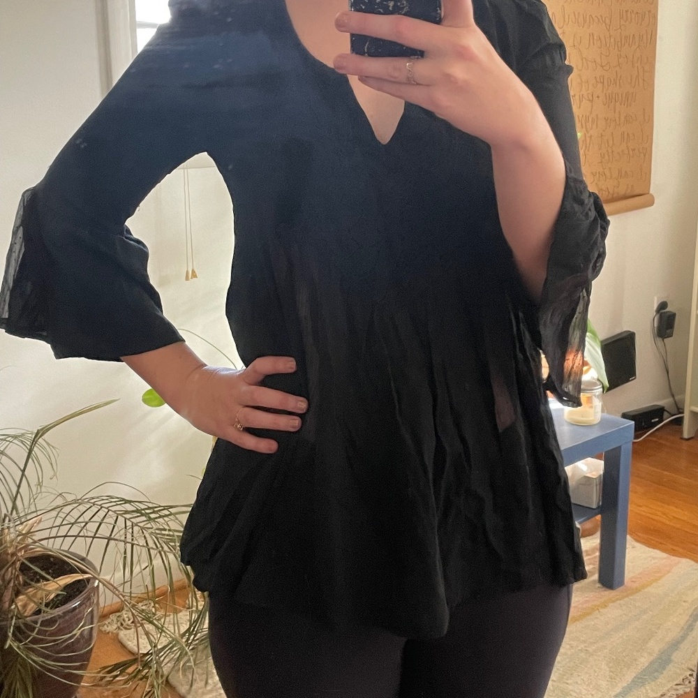 Mystree Black Flowy Top - Size S